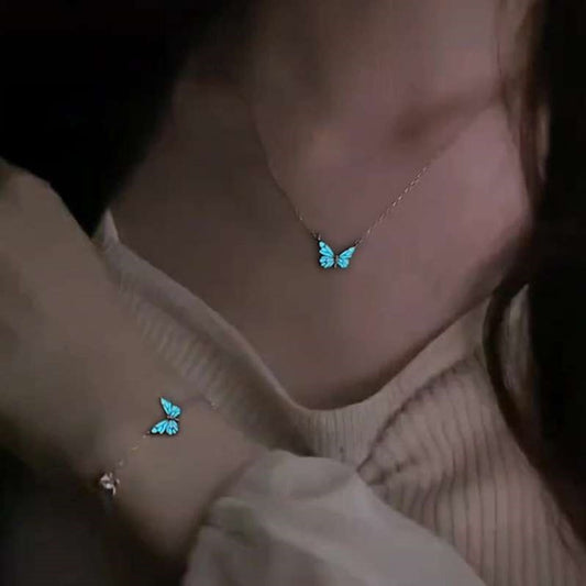 Butterfly Silver Necklace luminous sterling silver design